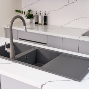 Chậu rửa bát Granite Sink Livello Smart 1160 – GreySiphon, giá úp bát inox