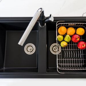 Chậu rửa bát Granite Sink Phoenix Smart 860 – BlackSiphon, giá úp bát inox