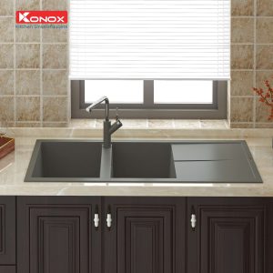 Chậu rửa bát Granite Sink Livello Smart 1160 – GreySiphon, giá úp bát inox