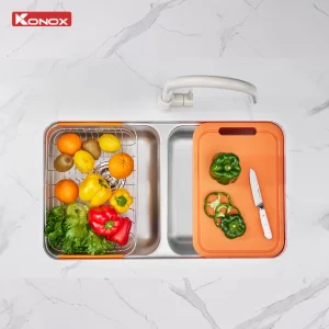 Chậu rửa bát lắp âm 2 hố cân R50 Tari 7846DU