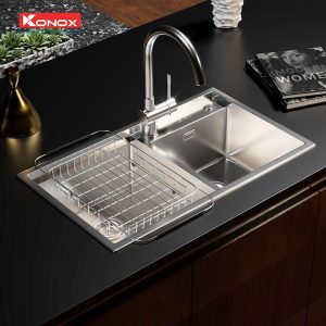 Chậu rửa bát Overmount Sink KN7847DOSiphon, giá úp bát inox