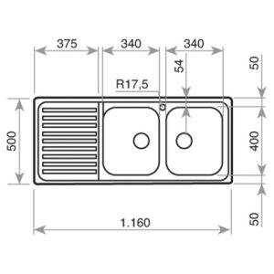 Chậu rửa lắp nổi - 2 hộc rửa + 1 bàn chậu - Classic 2B 1D