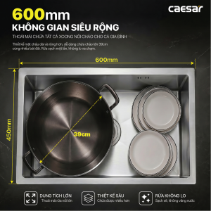 Chậu rửa chén inox 1 hộc âm viền - KSH11H060SX