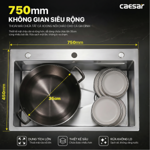 Chậu rửa chén inox 1 hộc - KSH01H075SX