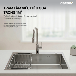 Chậu rửa chén inox 1 hộc mài vát cạnh - KSH01H082SE