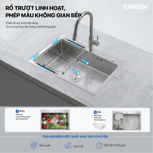Chậu rửa chén inox 1 hộc mài vát cạnh - KSH01H082SE