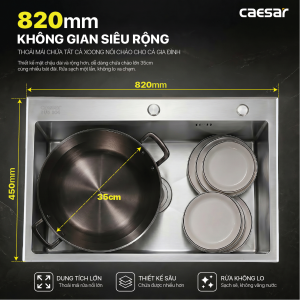 Chậu rửa chén inox 1 hộc mài vát cạnh - KSH01H082SE