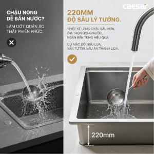 Chậu rửa chén inox 1 hộc - KSH01H082SX
