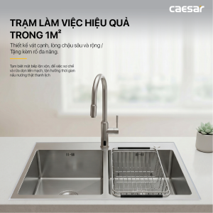 Chậu rửa chén inox 2 hộc mài vát cạnh - KSH02H082SE