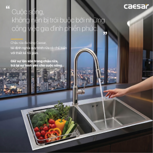 Chậu rửa chén inox 2 hộc mài vát cạnh - KSH02H082SE
