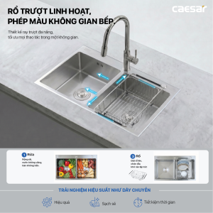 Chậu rửa chén inox 2 hộc mài vát cạnh - KSH02H082SE