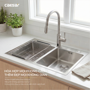 Chậu rửa chén inox 2 hộc mài vát cạnh - KSH02H082SE