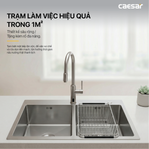 Chậu rửa chén inox 2 hộc mài vát cạnh - KSH02H082SX