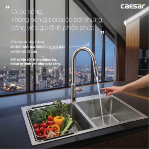 Chậu rửa chén inox 2 hộc mài vát cạnh - KSH02H082SX