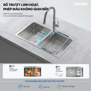 Chậu rửa chén inox 2 hộc mài vát cạnh - KSH02H082SX