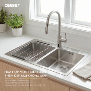 Chậu rửa chén inox 2 hộc mài vát cạnh - KSH02H082SX