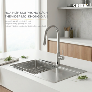 Chậu rửa chén inox 1 hộc có bàn ráo nước - KSH21H082SX