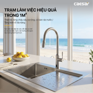 Chậu rửa chén inox 1 hộc có bàn ráo nước - KSH21H082SX