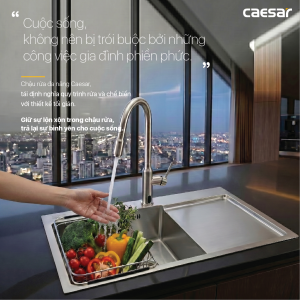 Chậu rửa chén inox 1 hộc có bàn ráo nước - KSH21H082SX