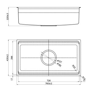Chậu rửa chén 1 hố hạn chế trầy xước kích thước 76 cm - lắp âm hoặc lắp nổi