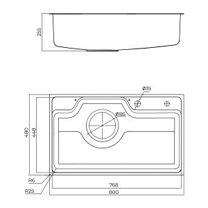 Chậu rửa chén 1 hố hạn chế trầy xước kích thước 80 cm - lắp âm hoặc lắp nổi