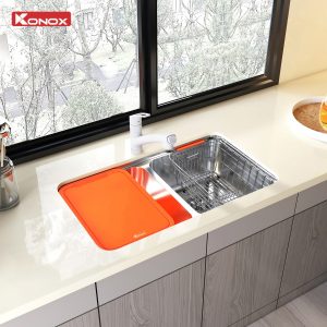 Chậu rửa bát lắp âm 2 hố cân R50 Tari 7846DU