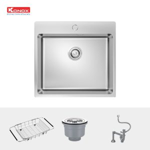Chậu rửa bát Topmount Sink Unico 5450Siphon, giá úp bát inox