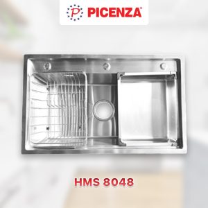 Bồn rửa chén 1 ngăn lớn 80cm HMS 8048 inox SUS 304 Picenza