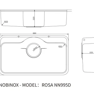 CHẬU RỬA BÁT 1 HỐ NOBINOX ROSA NN995D